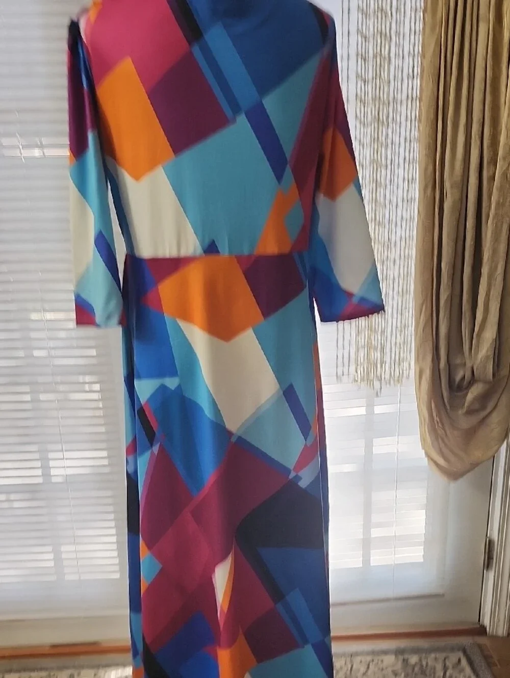 Colorblock V-Neck Maxi Dress - Multicolor